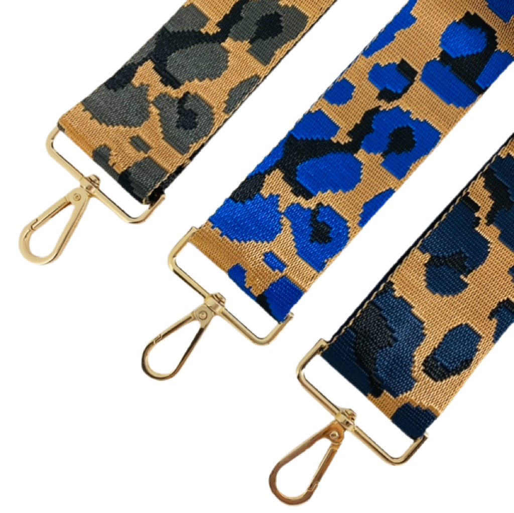 Ahdorned Camouflage Bag Strap - Orange/Navy Blue/Gold (Gold Hardware)
