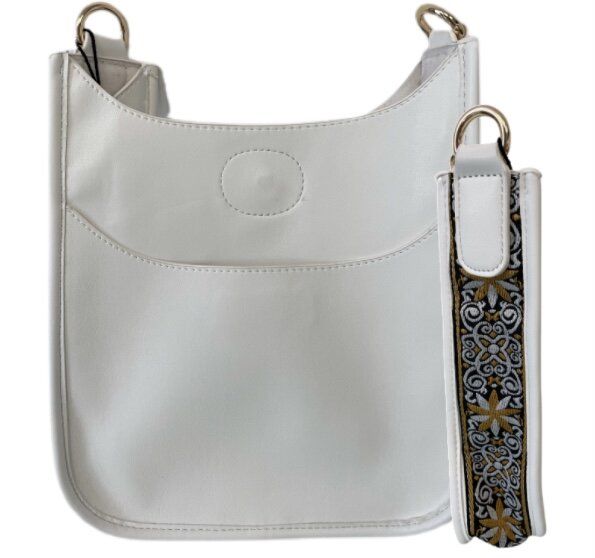 Ahdorned Soft Faux Leather Mini Messenger Bag w/Decorative Stripe Gusset  WITH Strap- Six Colors — DazzleBar