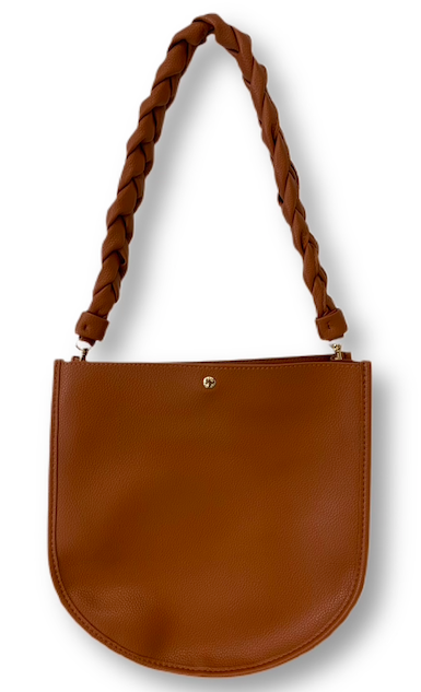 Ahdorned U Shape Pebbled Vegan Leather Messenger Bag WITH Braided Strap Five Colors DazzleBar