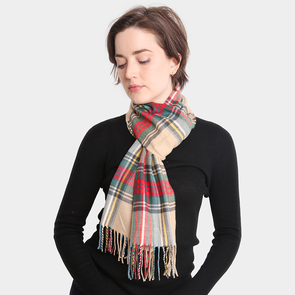 【2plan】Berlin scarf shirt The Kimberly Plaid Slim Oblong Scarf- Six Patterns — DazzleBar