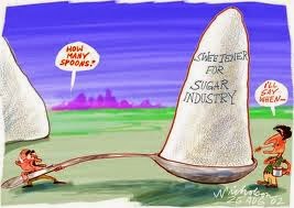 comic with a big spoon of sugar