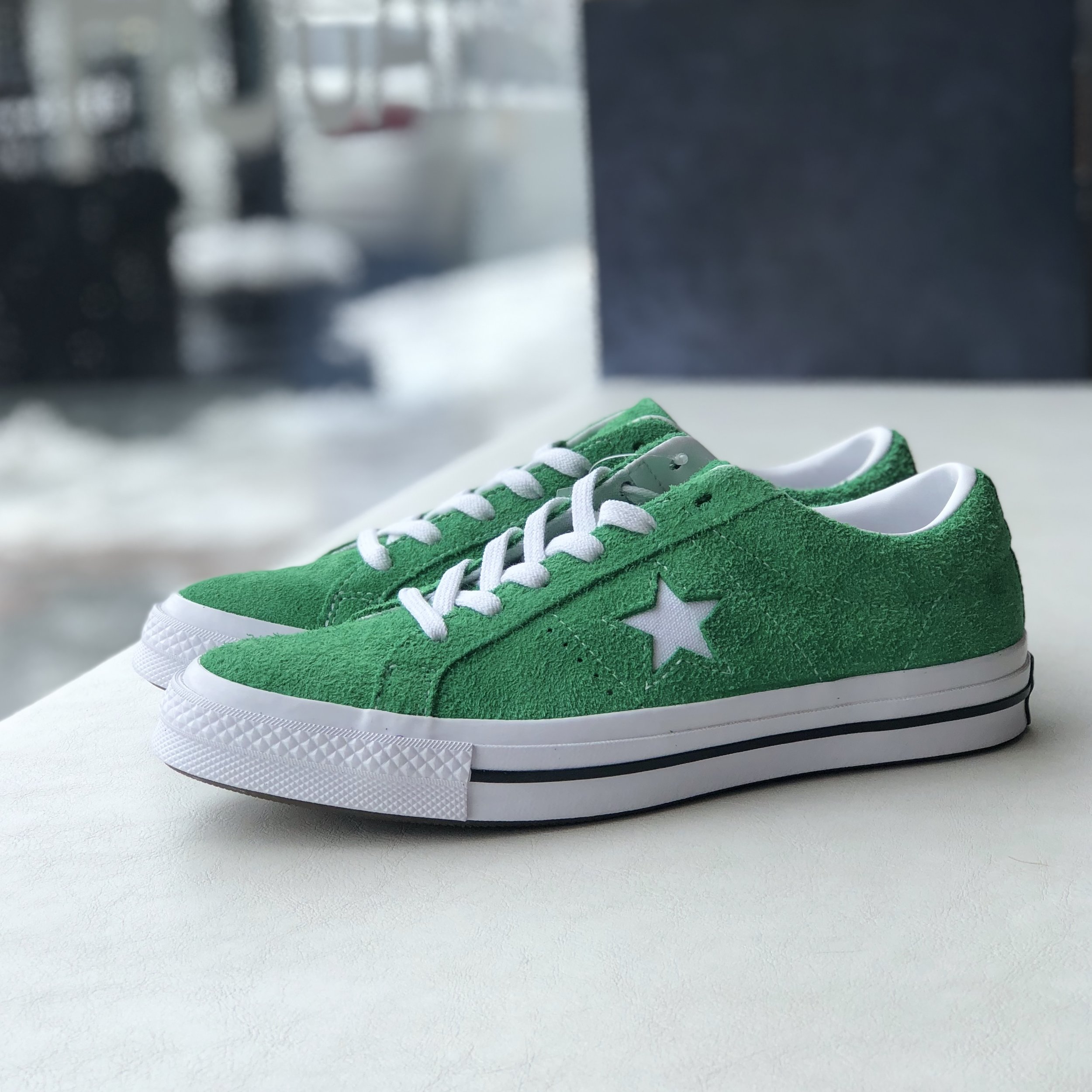 converse suede one star green