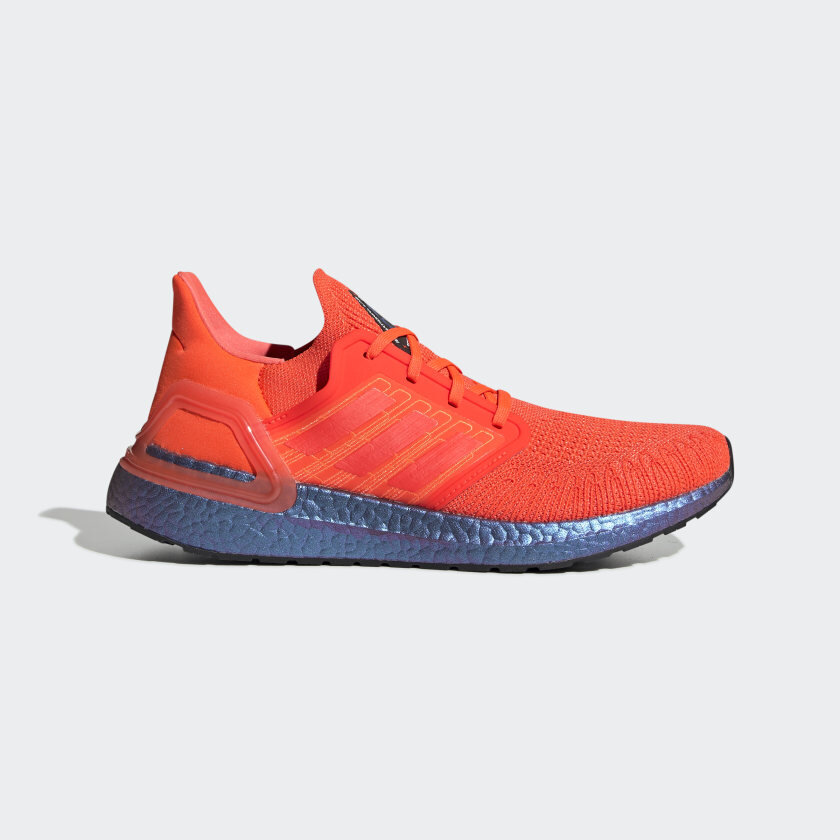 Adidas UltraBoost 20 ISS in Solar Red/Blue Violet —