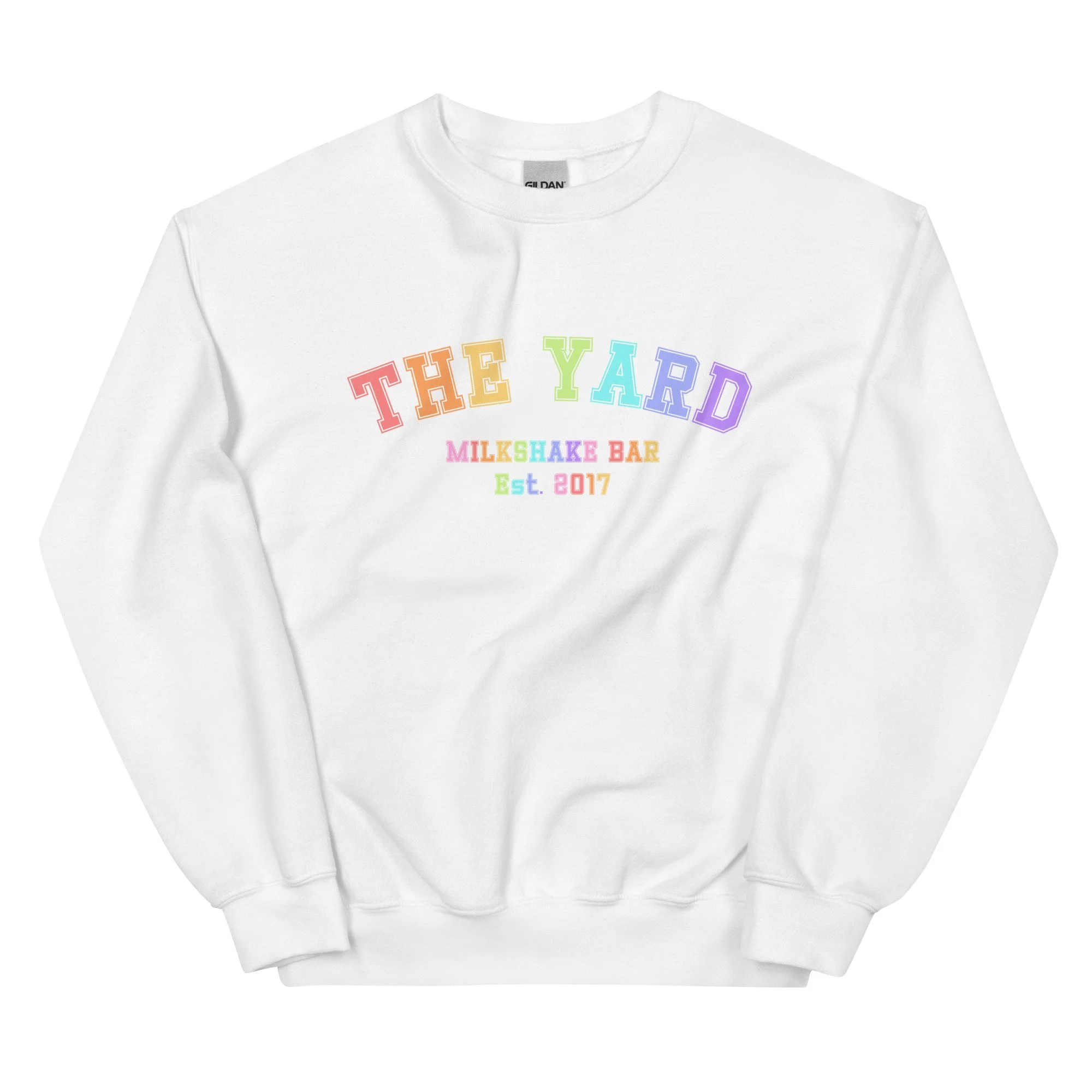 Rainbow Collegiate Sweatshirt — The Yard Milkshake Bar - As Rainbow Collegiate Sweatshirt — The Yard Milkshake Bar - As