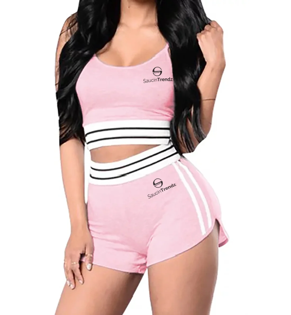 white crop top and shorts set