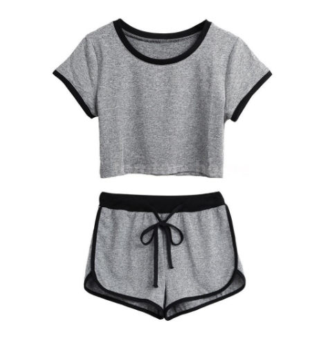 gym shorts and crop top