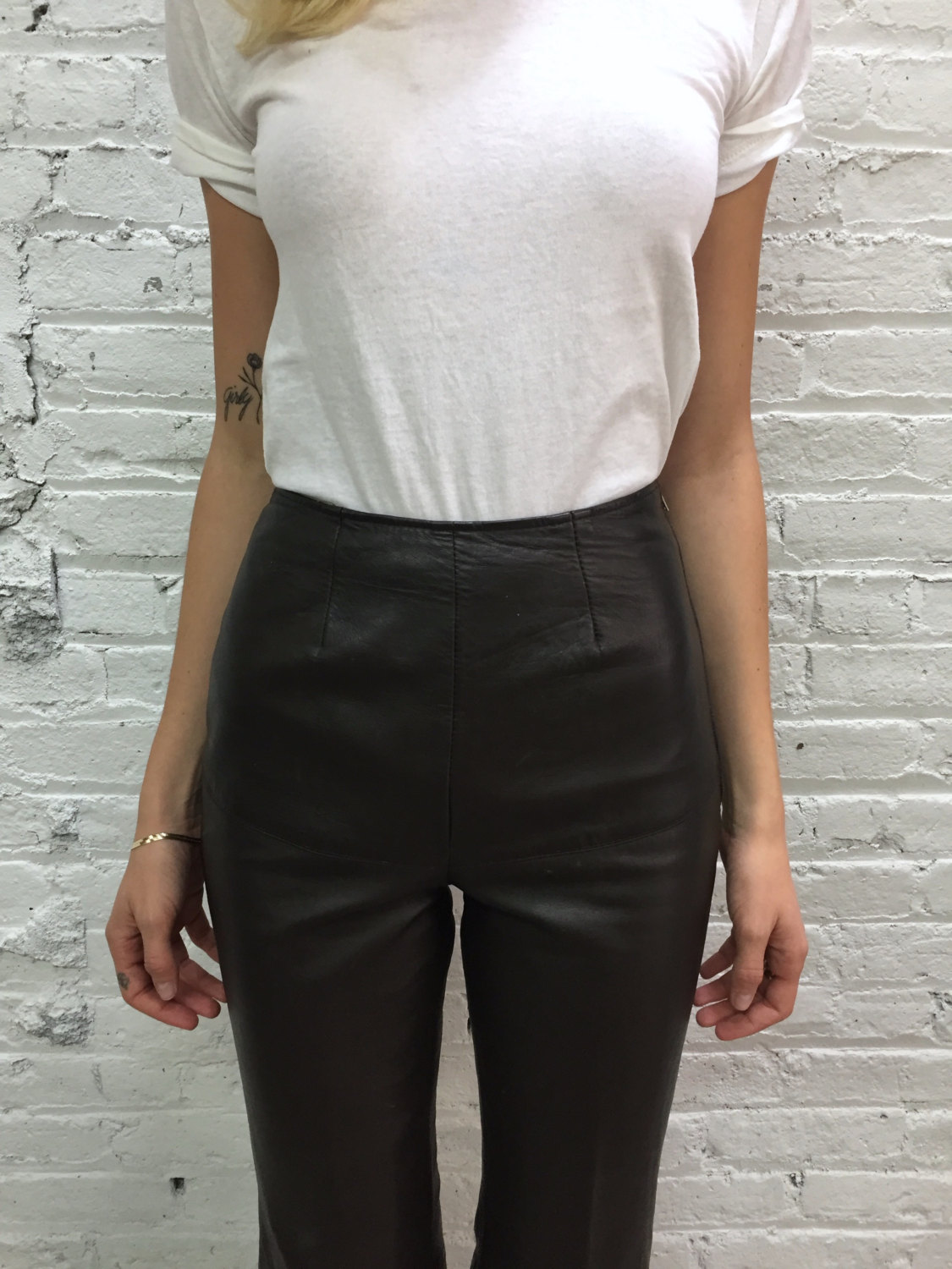 brown leather pants