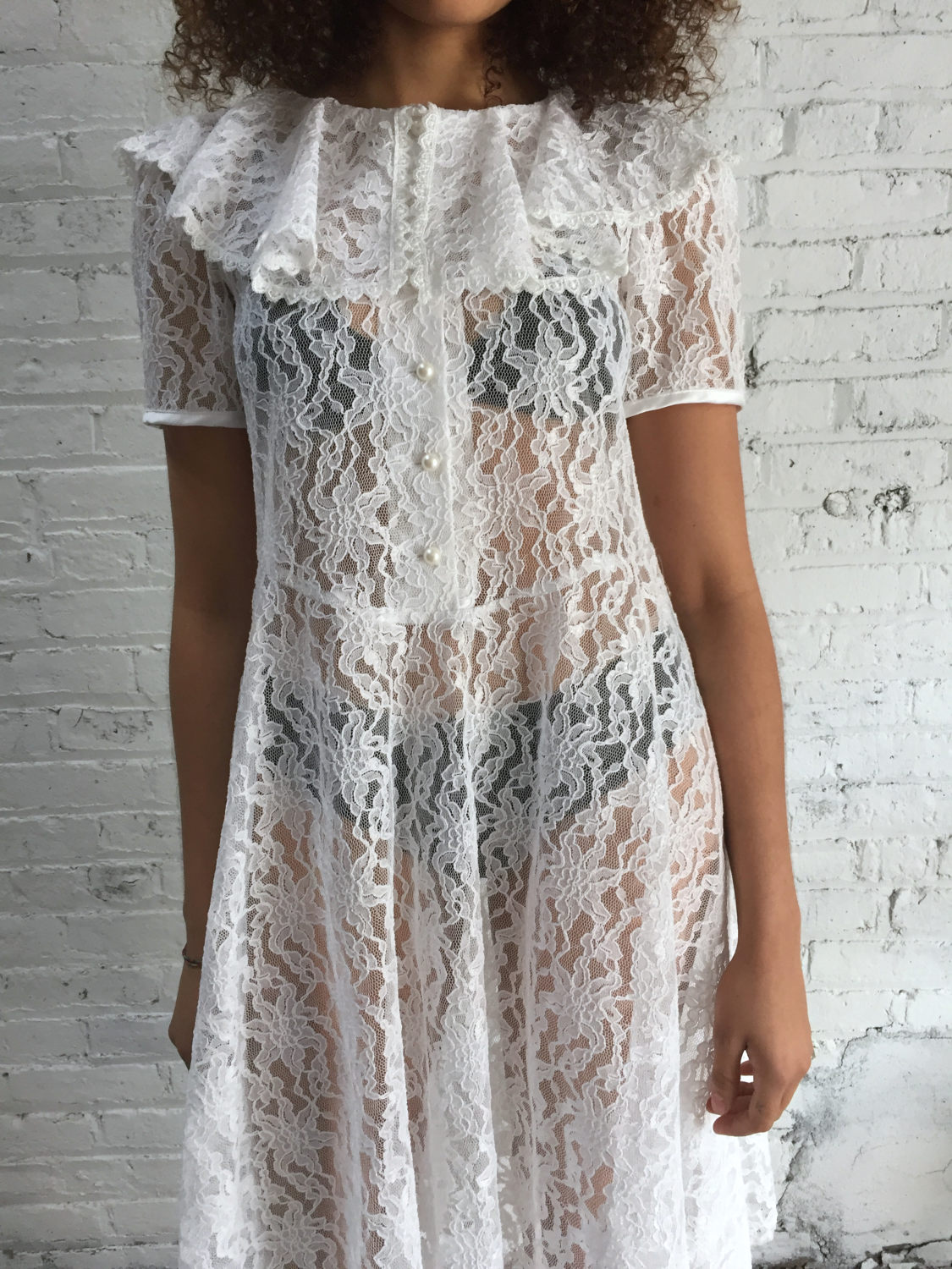 Vintage White Lace Dress Vintage Wedding Dress 90s Babydoll