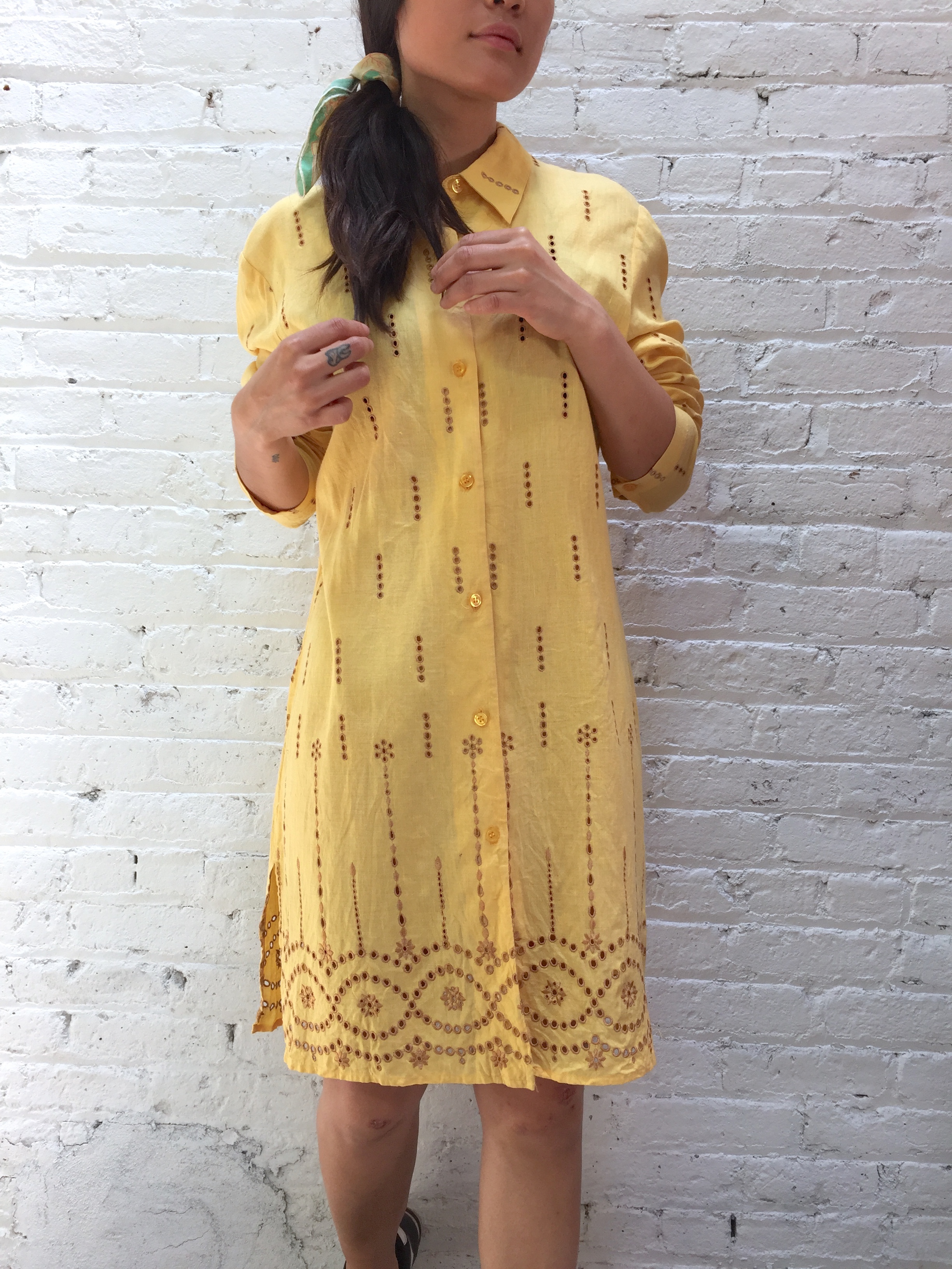 linen mustard dress