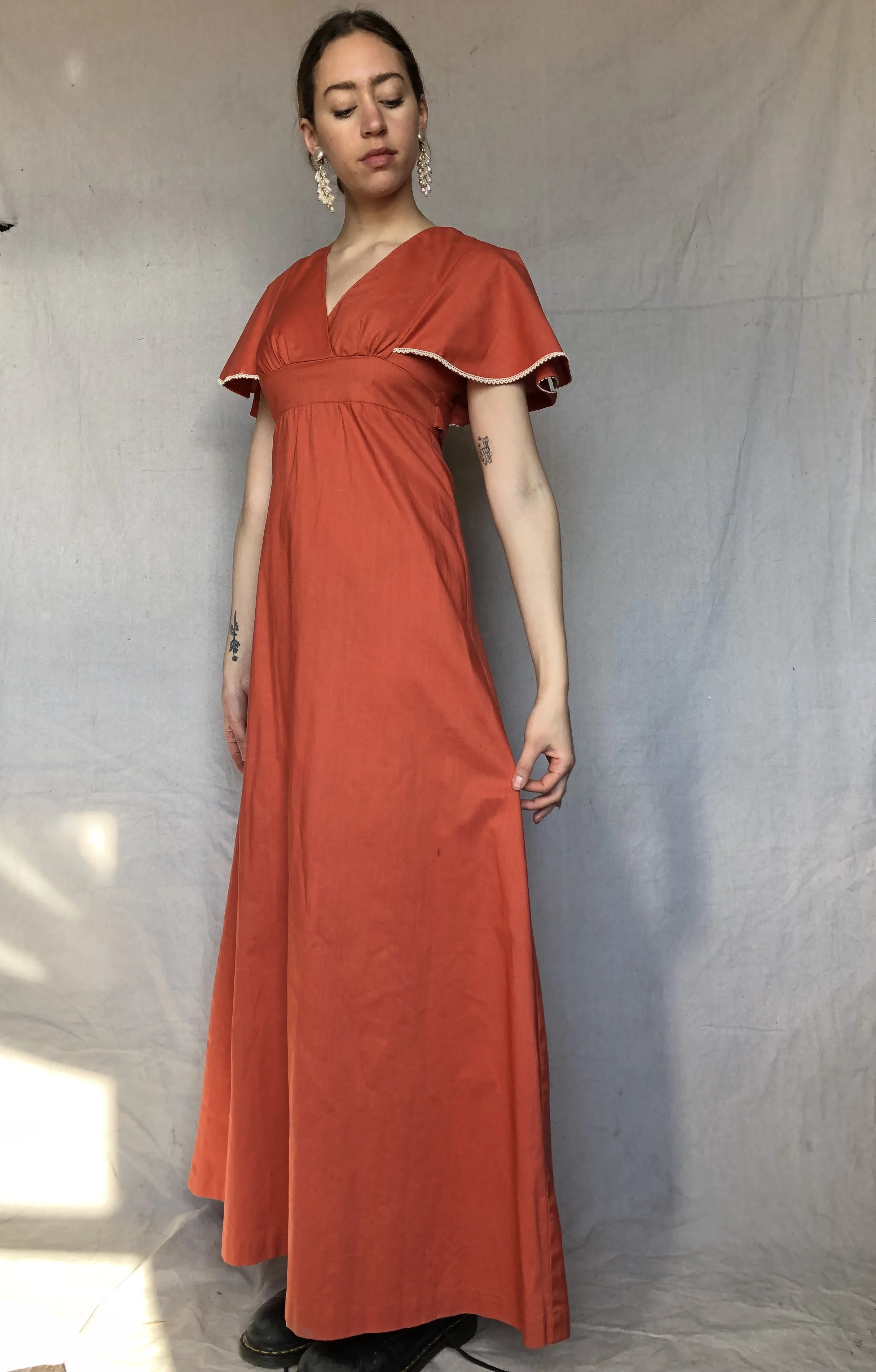 angel sleeve maxi dress