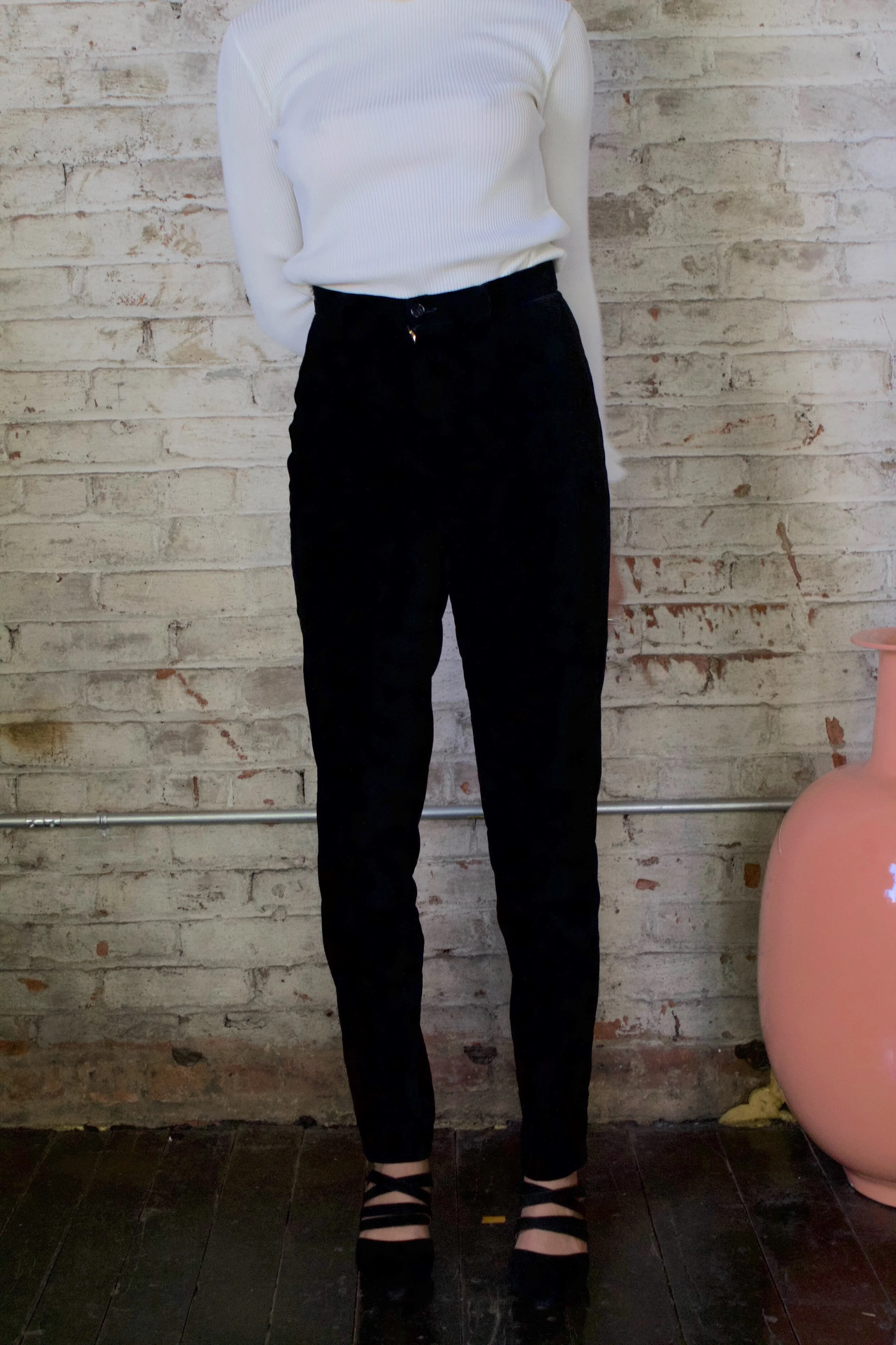 black velvet cigarette pants