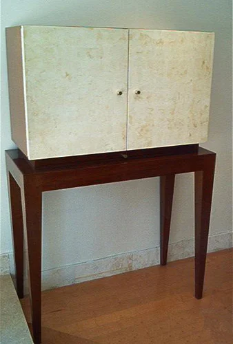 100 Mahogany Bar With Parchment Paper Wrapped Doors Custom