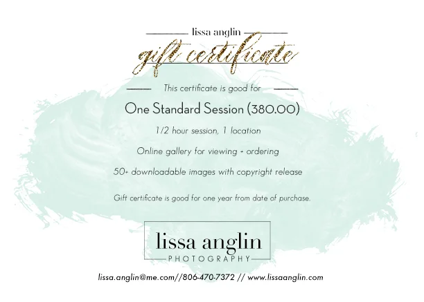 lissa anglin photography gift certificate standard session lissa anglin photo presets design photography gift certificate