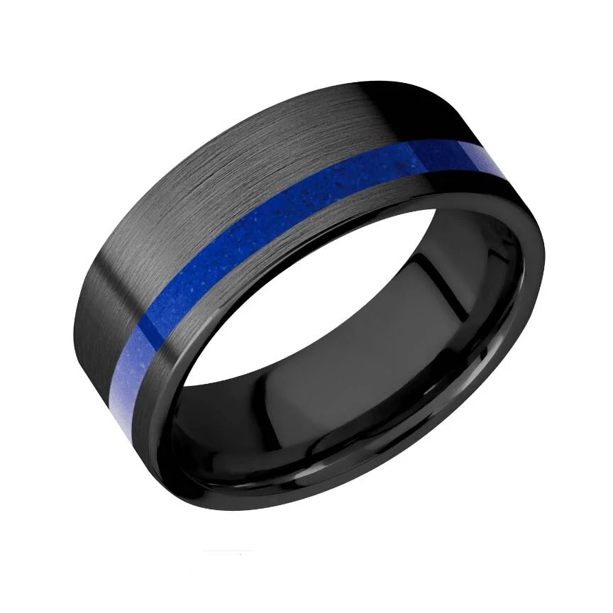 Mens blue line wedding band store
