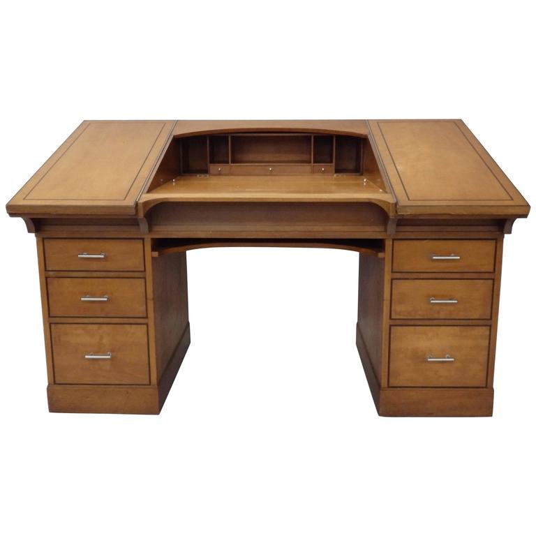 Johann Tapp Custom Built Art Deco Drafting Desk With Hidden