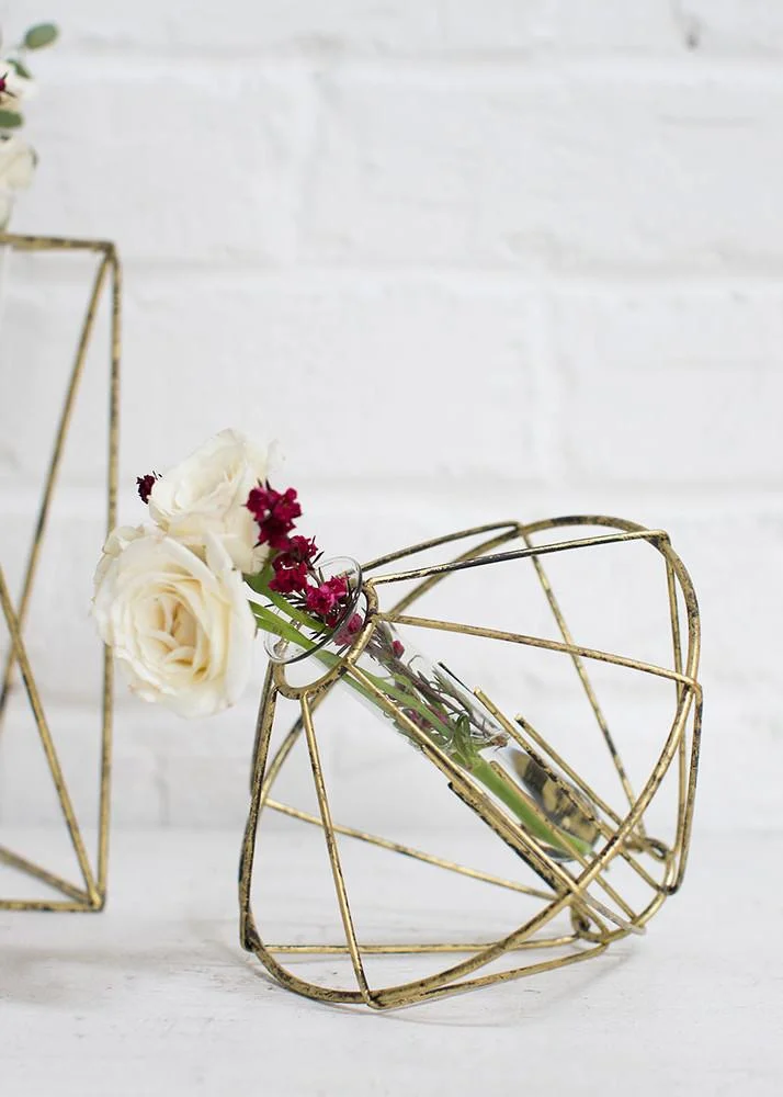 Metal Geo Diamond Vase The Vintage Rental Company