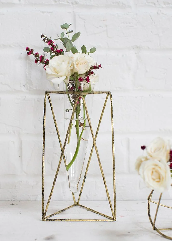 Single Geo Metal Vase The Vintage Rental Company