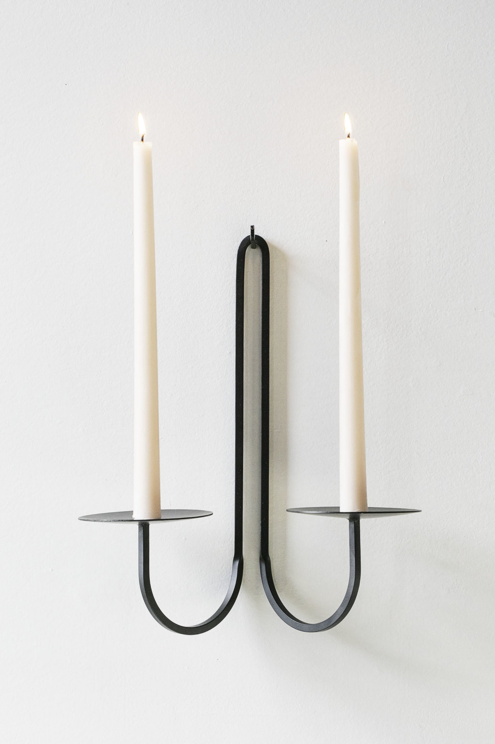 Two Arm Iron Candle Holder  Double Arm Black Wall Sconce — Hoppe Shoppe