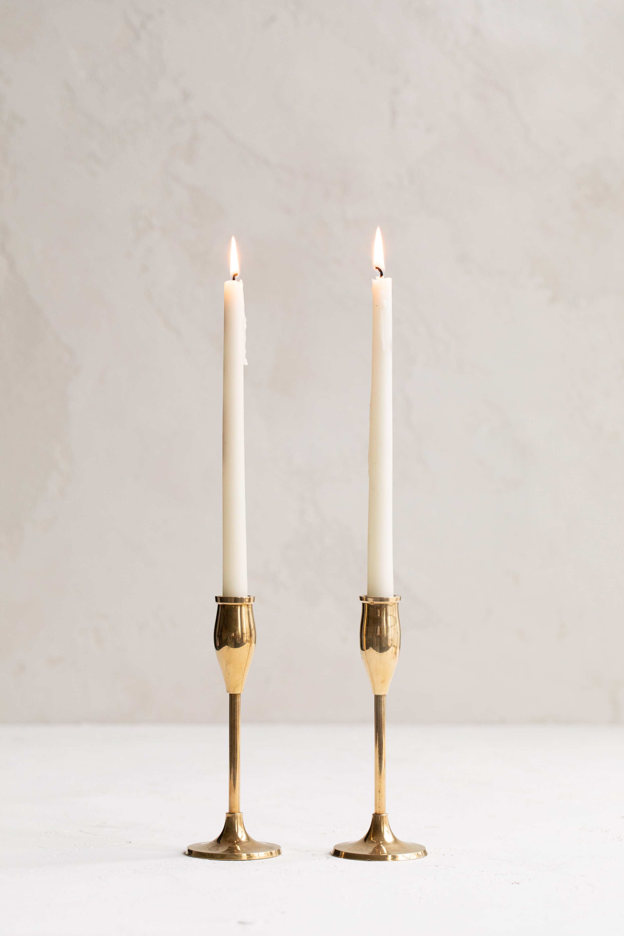 Vintage Tulip Brass Candle Holders  Simple Gold Candlesticks — Hoppe Shoppe