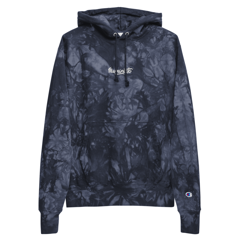 champion reverse weave scrunch dye black hoodie