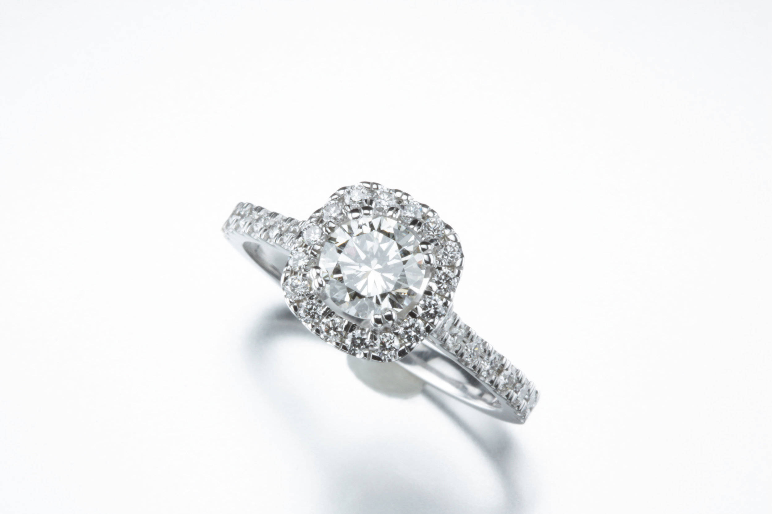 Cushion Cut Diamond Halo Engagement Ring In 14k White Gold