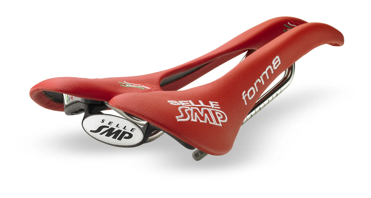 red bicycle saddle