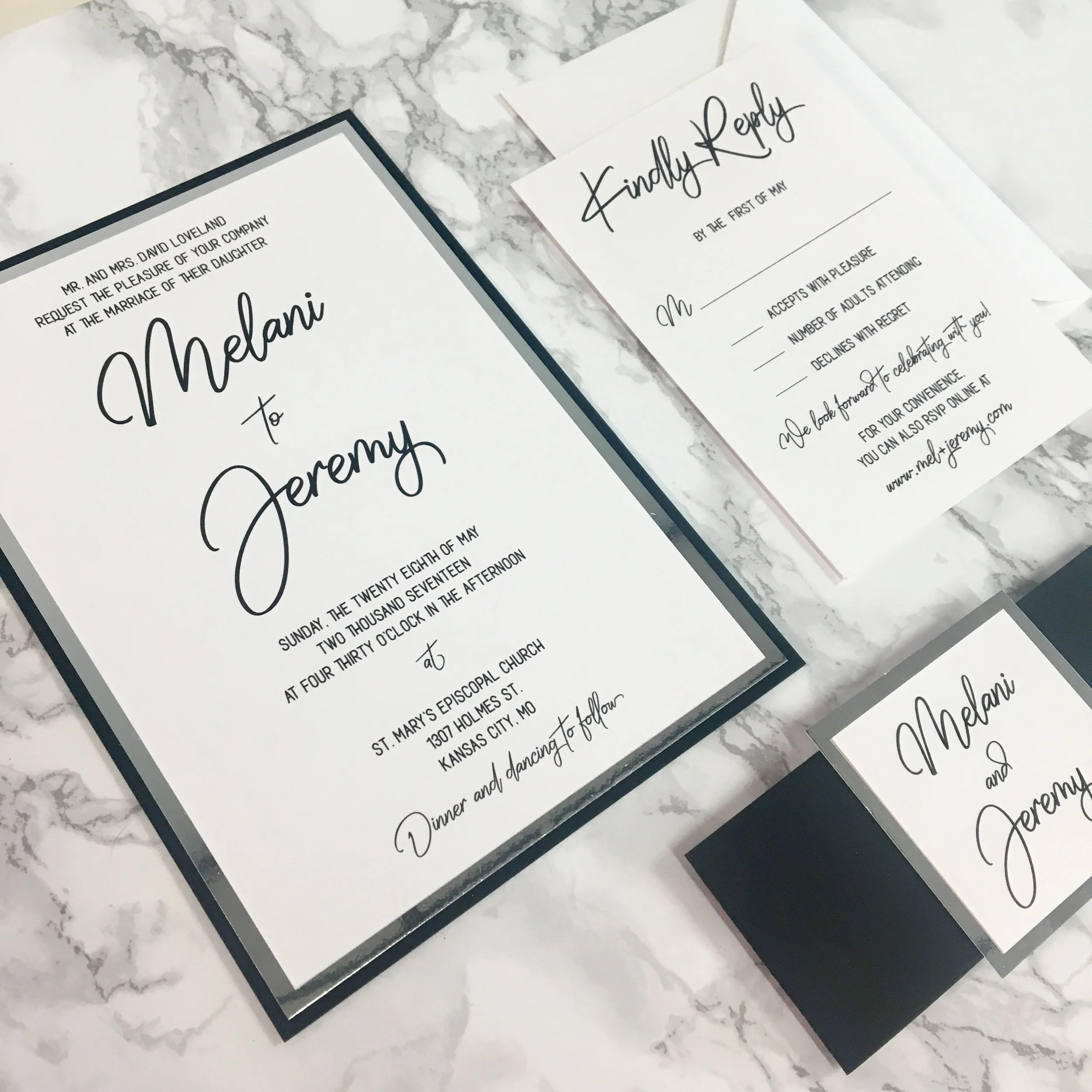 black wedding invitation