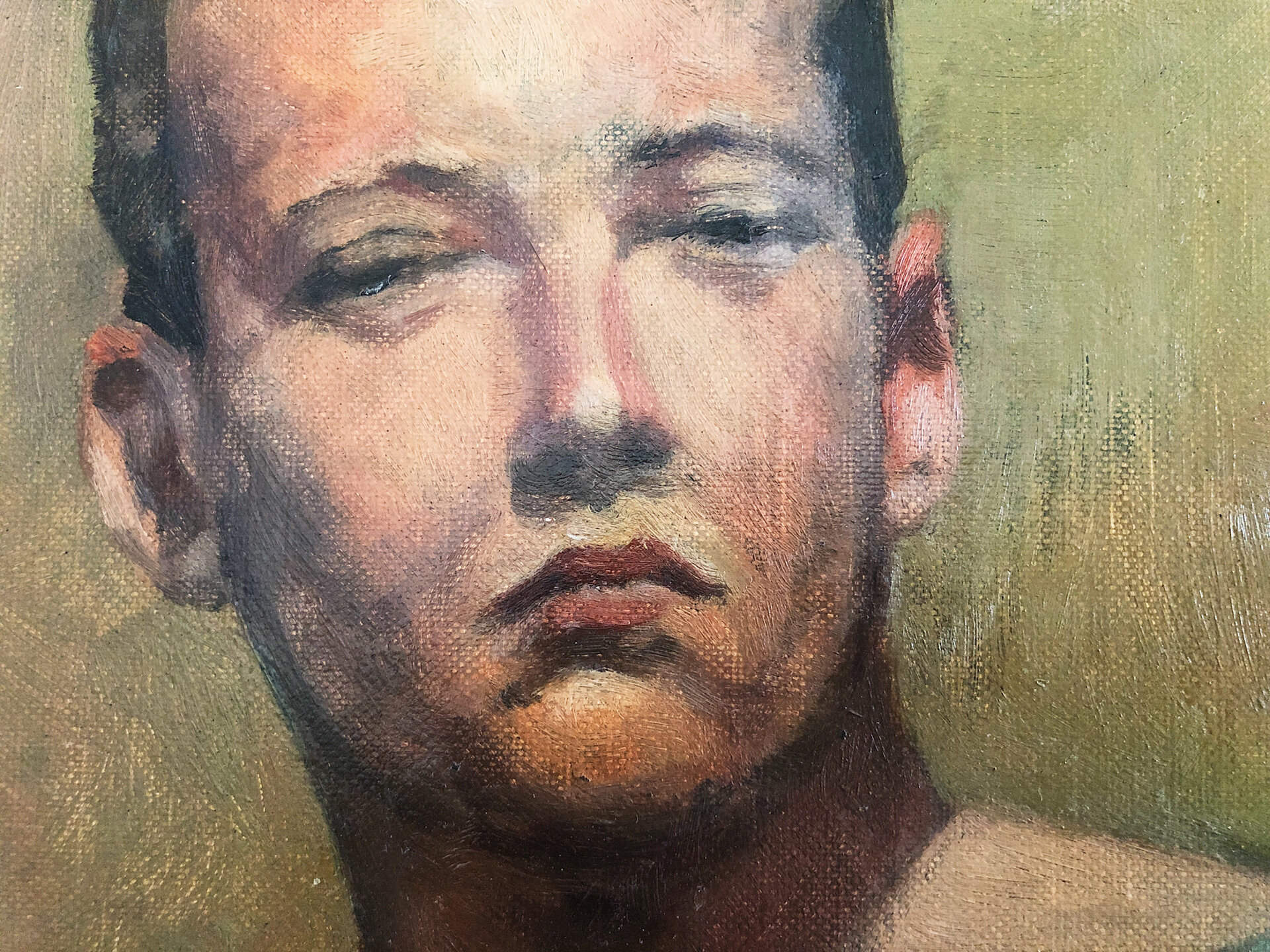 Vintage Portrait Painting Green The Beach Lodge