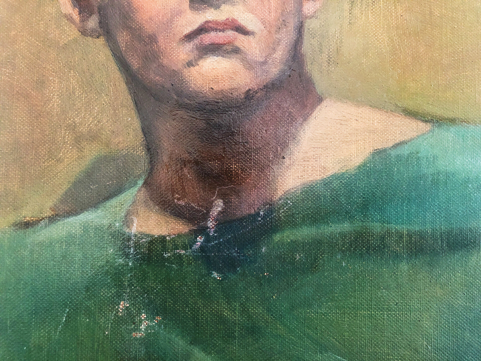 Vintage Portrait Painting Green The Beach Lodge