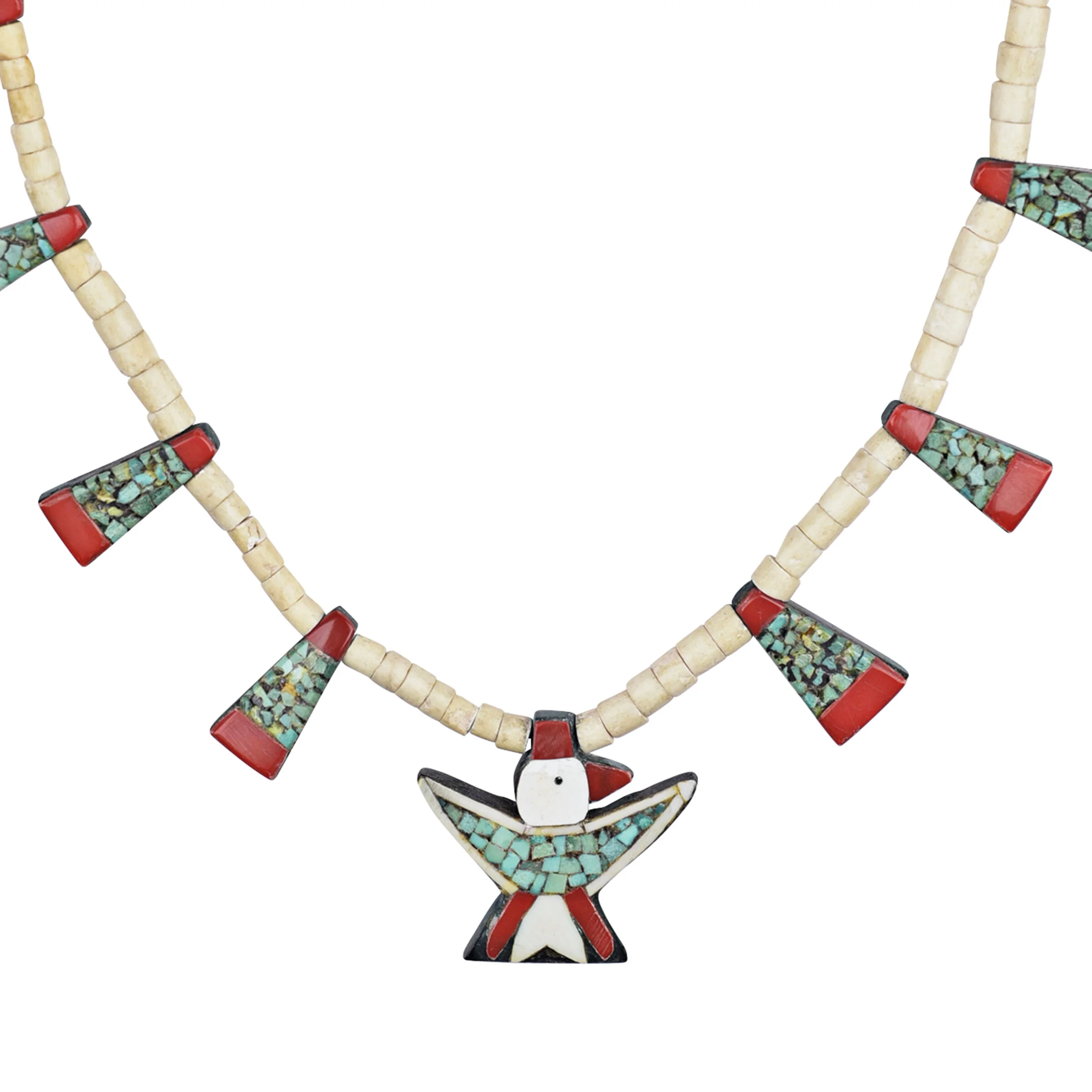 Santo Domingo Depression Era Bird Necklace, c. 1930's — Peyote