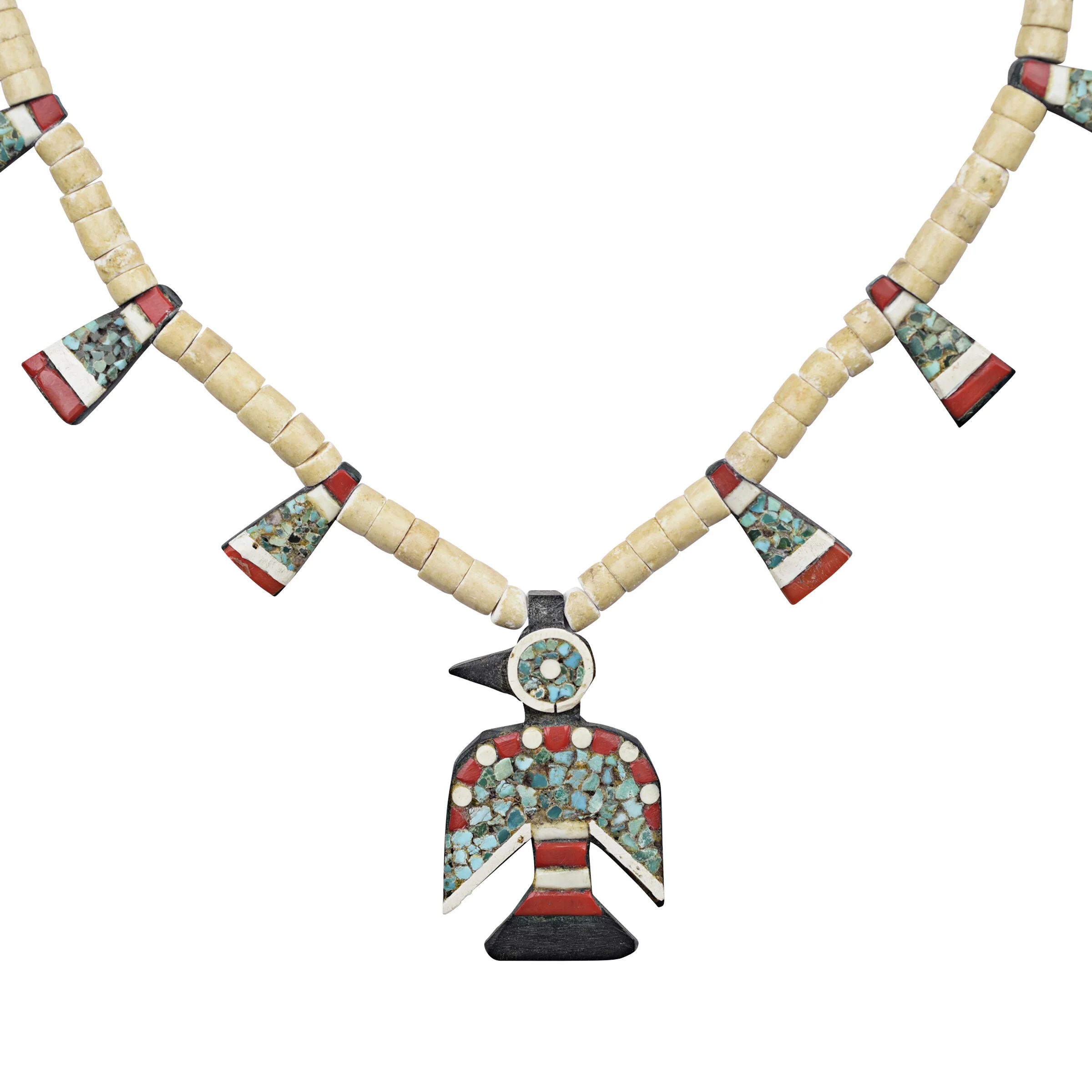 Vintage Thunderbird Mosaic Necklace, c. 1930's — Peyote Bird