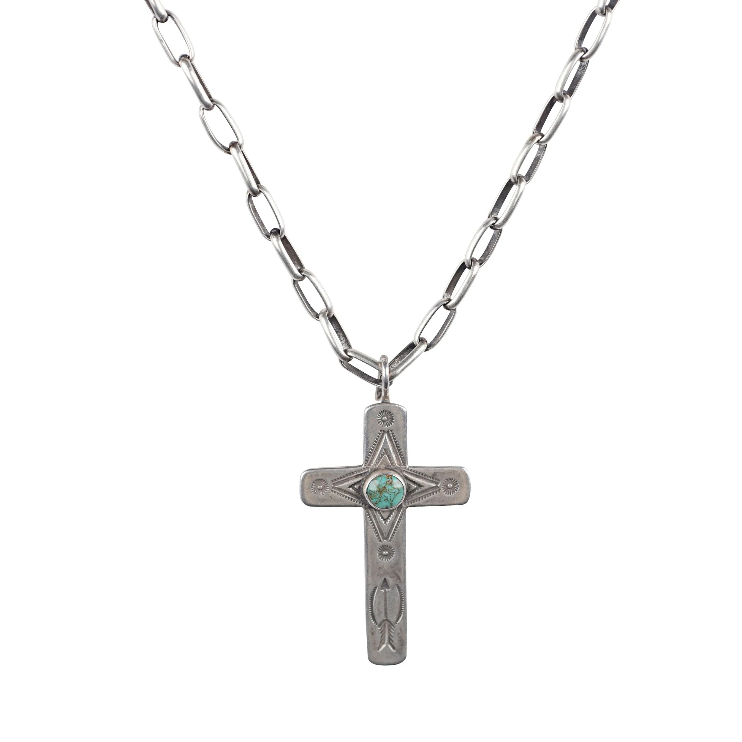 Buffalo Turquoise Cross Necklace 