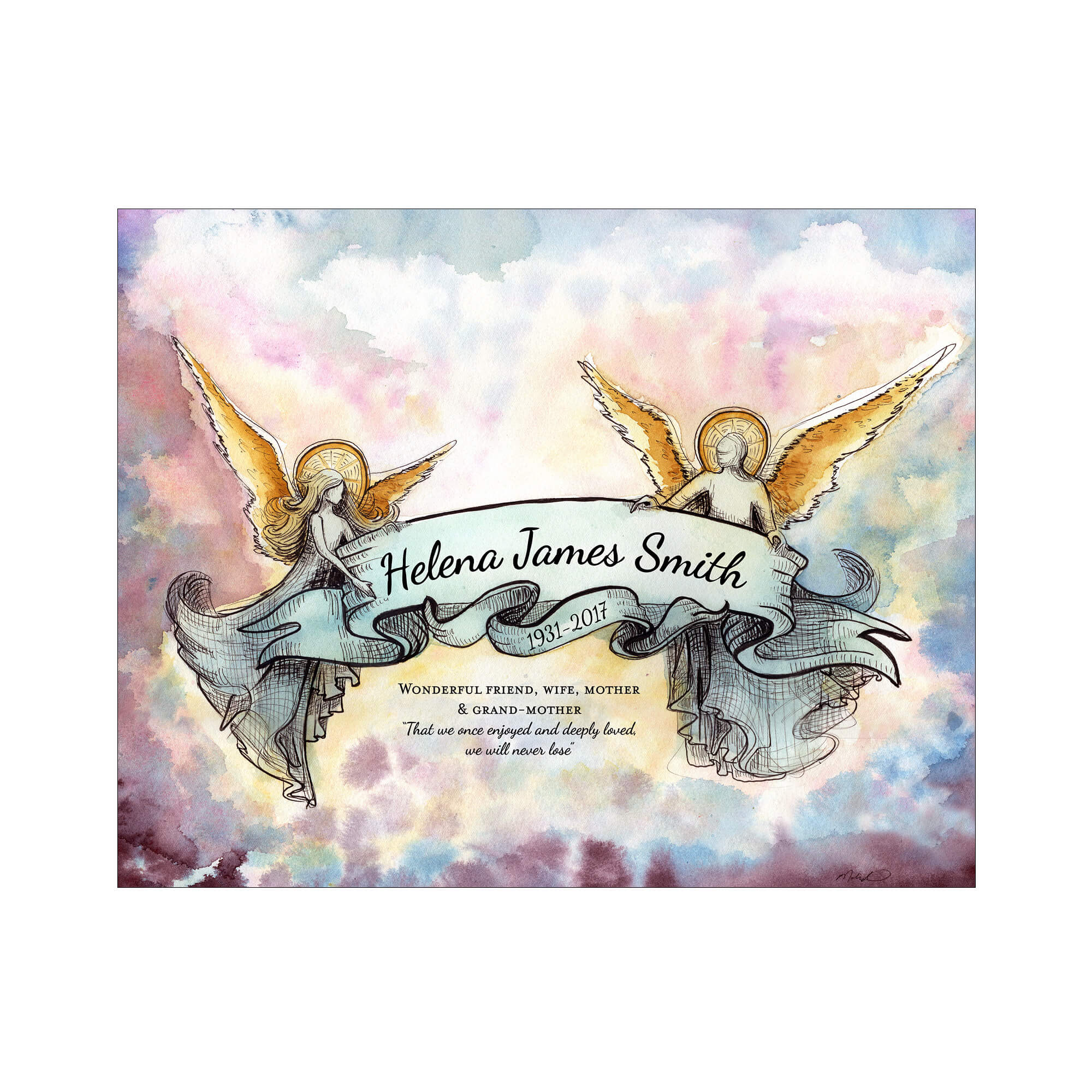 In Memoriam Personalized Angel Artwork Melinda Gail Spiritual Art Gifts