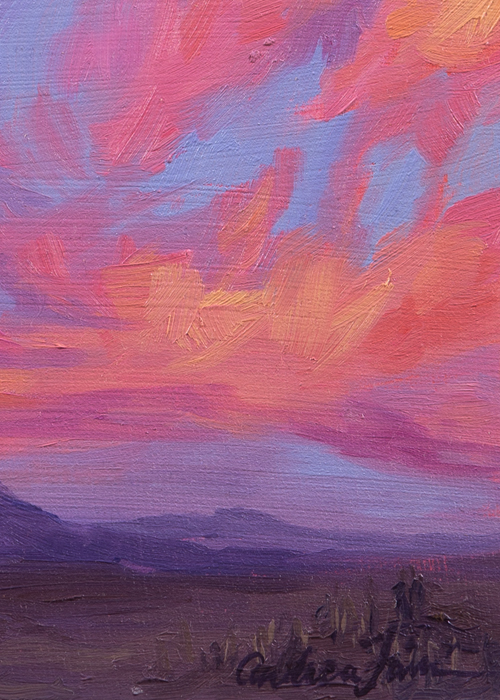 Distant Mountains Under Sherbet Skies Original Oil Painting
