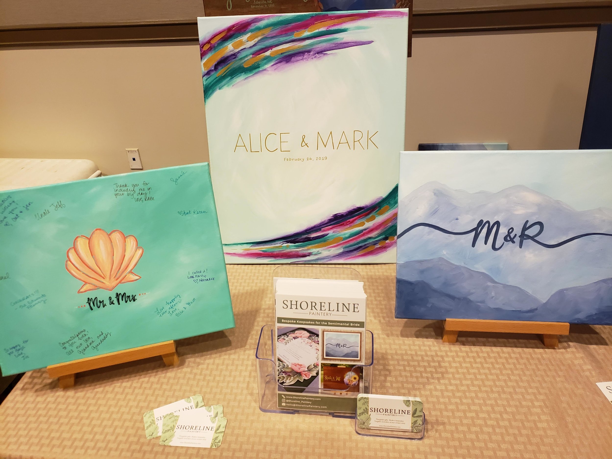 Shoreline Paintery Beach Wedding Guest Book Art Hand Painted Canvas