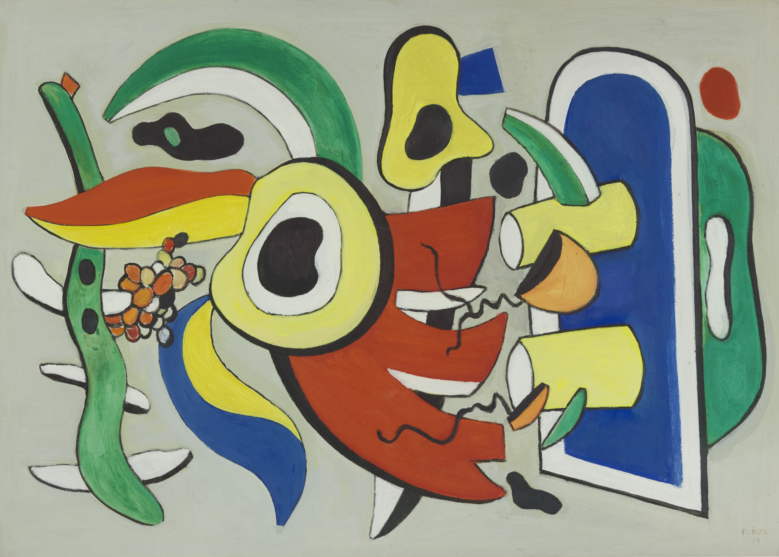 费尔南·莱格(FernandLéger)(法国,1881年-1955年),无题,1937年,布面油画,25 5/8 x 36 7/8英寸。艾伦·亨特·哈里森的遗赠,1996.8.14。