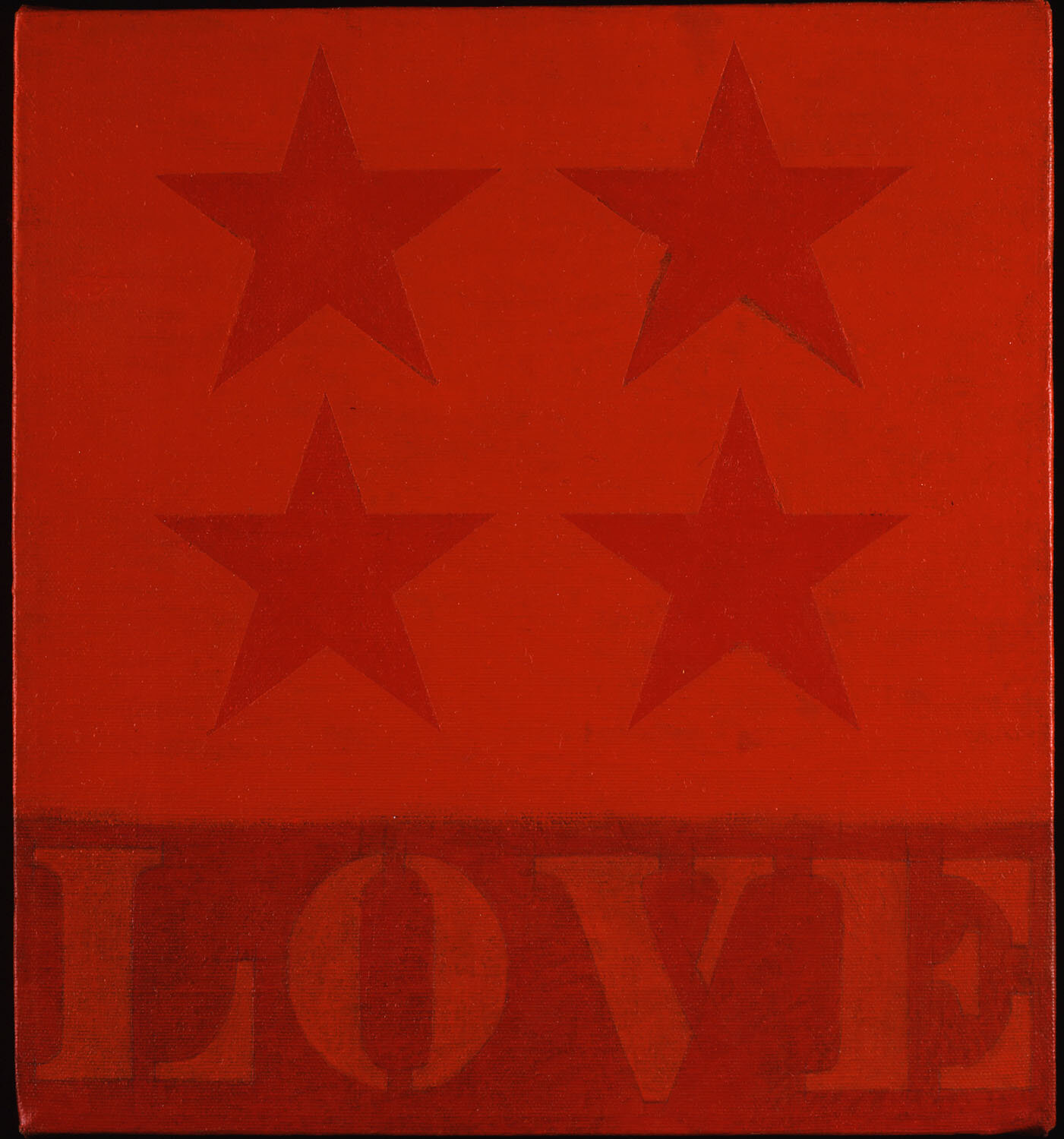 罗伯特·印第安纳(美国,1928-2018),四星之恋,1961,布面油画,12 x 11 1/8英寸。托德·R·布拉斯纳(Todd R. Brassner)的礼物,以纪念道格·罗森(Doug Rosen),1999.7