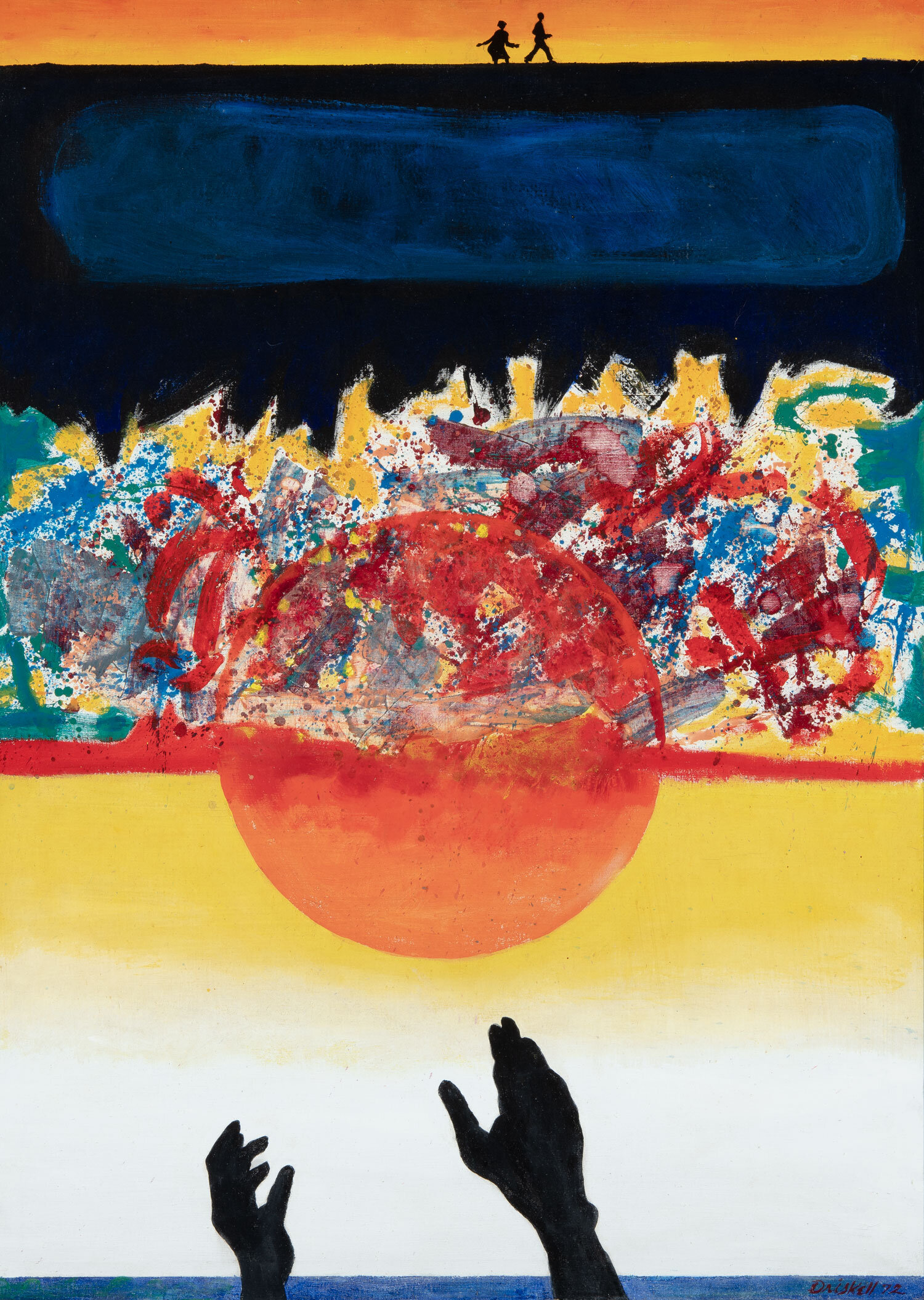 戴维·德斯凯(David Driskell)(1931-2020) ,低摆,甜战车 ,1972年,布面丙烯,50 x 36英寸。密西西比州图加卢,图加卢学院百家乐软件收藏。在国家百家乐软件基金会的支持下,由Tougaloo学院购买,1973.084©Estate of 大卫 C. Driskell。纽约DC摩尔画廊提供