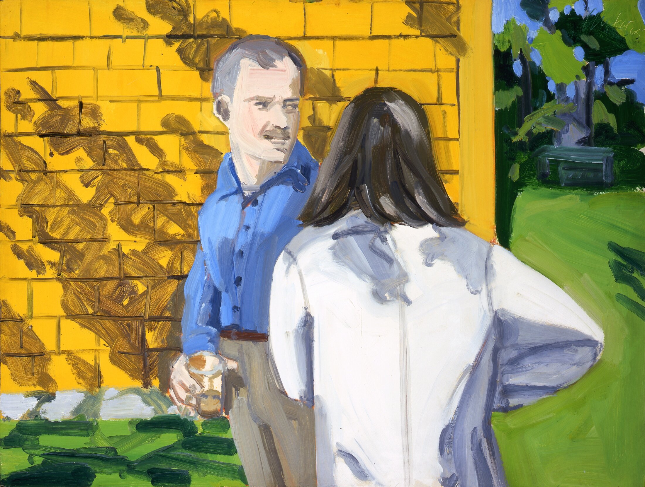 亚历克斯·卡兹(Alex Katz,美国,生于1927年),艾达·尼尔(Ada and Neil),缅因州(草坪党研究),1965年,船上油,尺寸为24 1/2 x 32英寸。在弗雷迪和里贾纳洪堡人捐赠基金会,收藏之友以及Harold P.和Mildred A. Nelson艺术购买捐赠基金的支持下,购买博物馆。2013.19