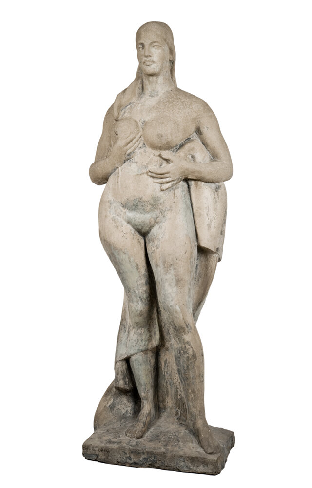 加斯顿·拉雪兹(Gaston Lachaise)(美国,法国),花园人物,1935年,混凝土,尺寸为80 x 28 x 12英寸。伊莎贝尔·拉chaise(Isabel Lachaise)庄园的礼物,1964.36
