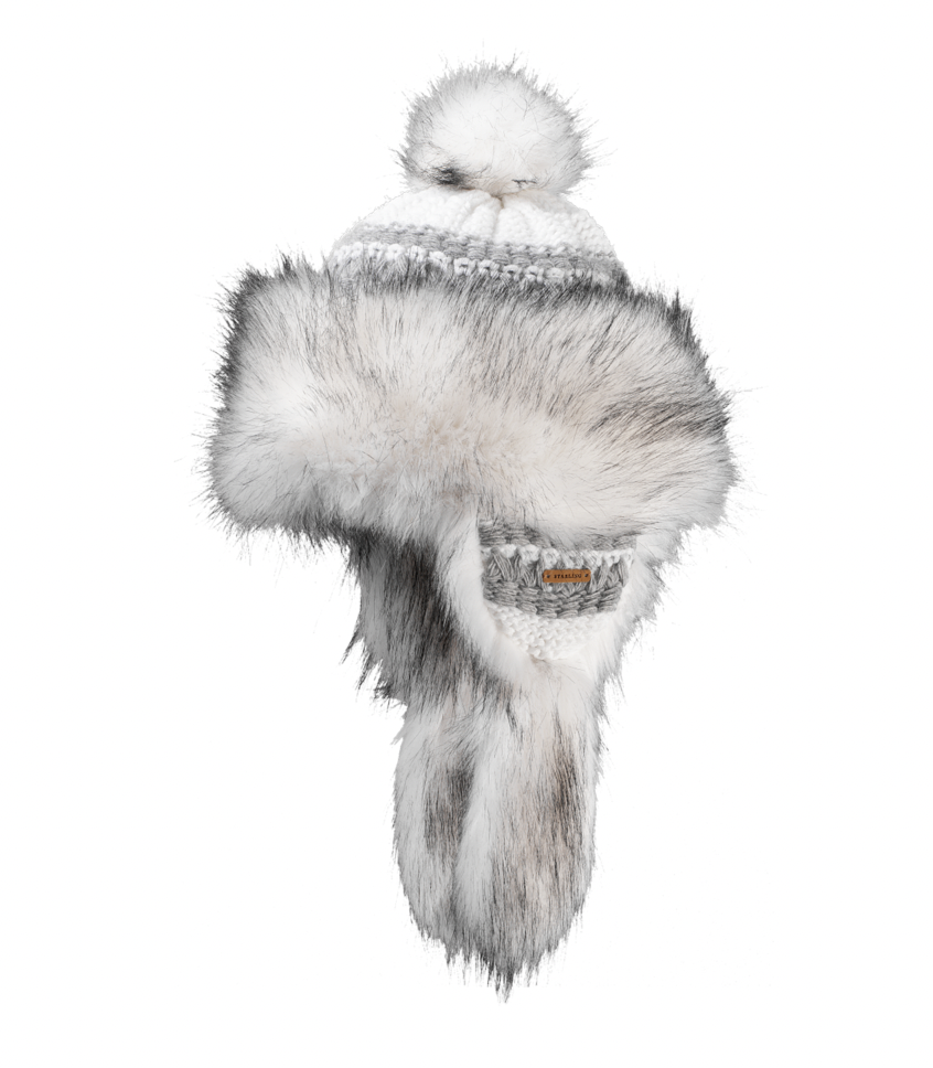 CK Bradley Pom Pom Hat - Mist Faux Fur Cable Mist