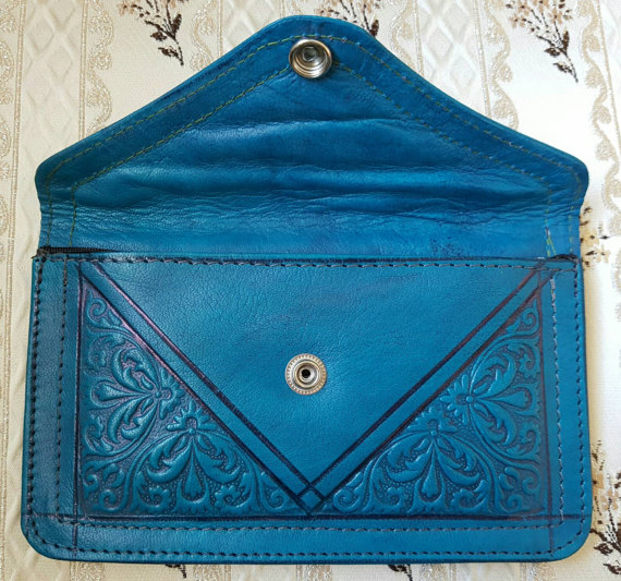embossed leather purse
