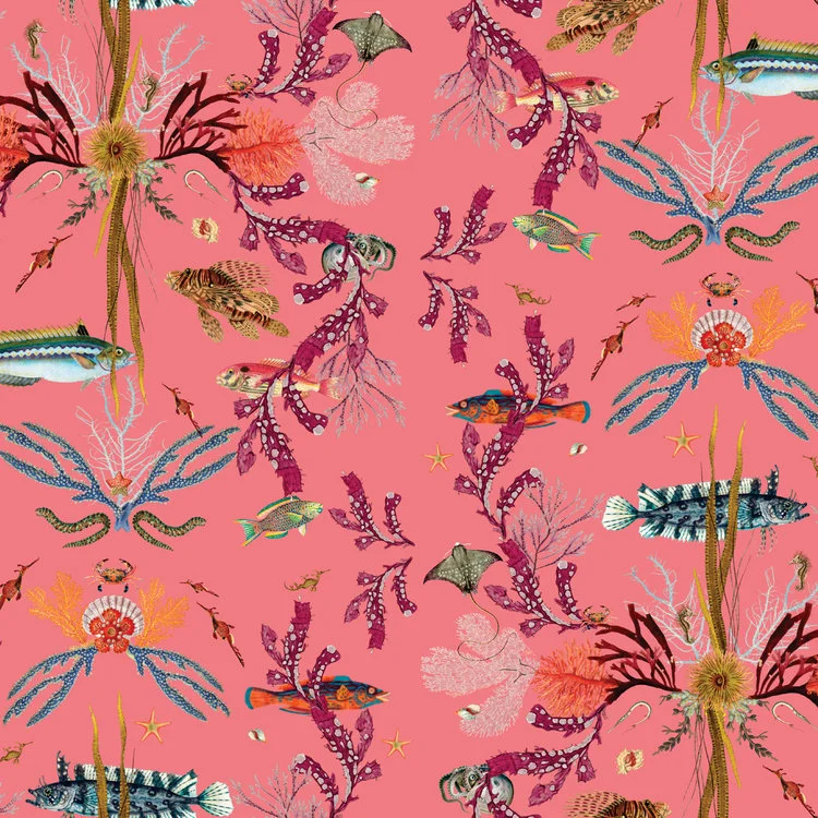 Blue Ocean Fortescue Bay Coral Pink Wallpaper 90cm Wide