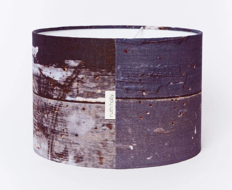 Ruth Holly Abstract Dark Linen Drum Lampshade Wholesome