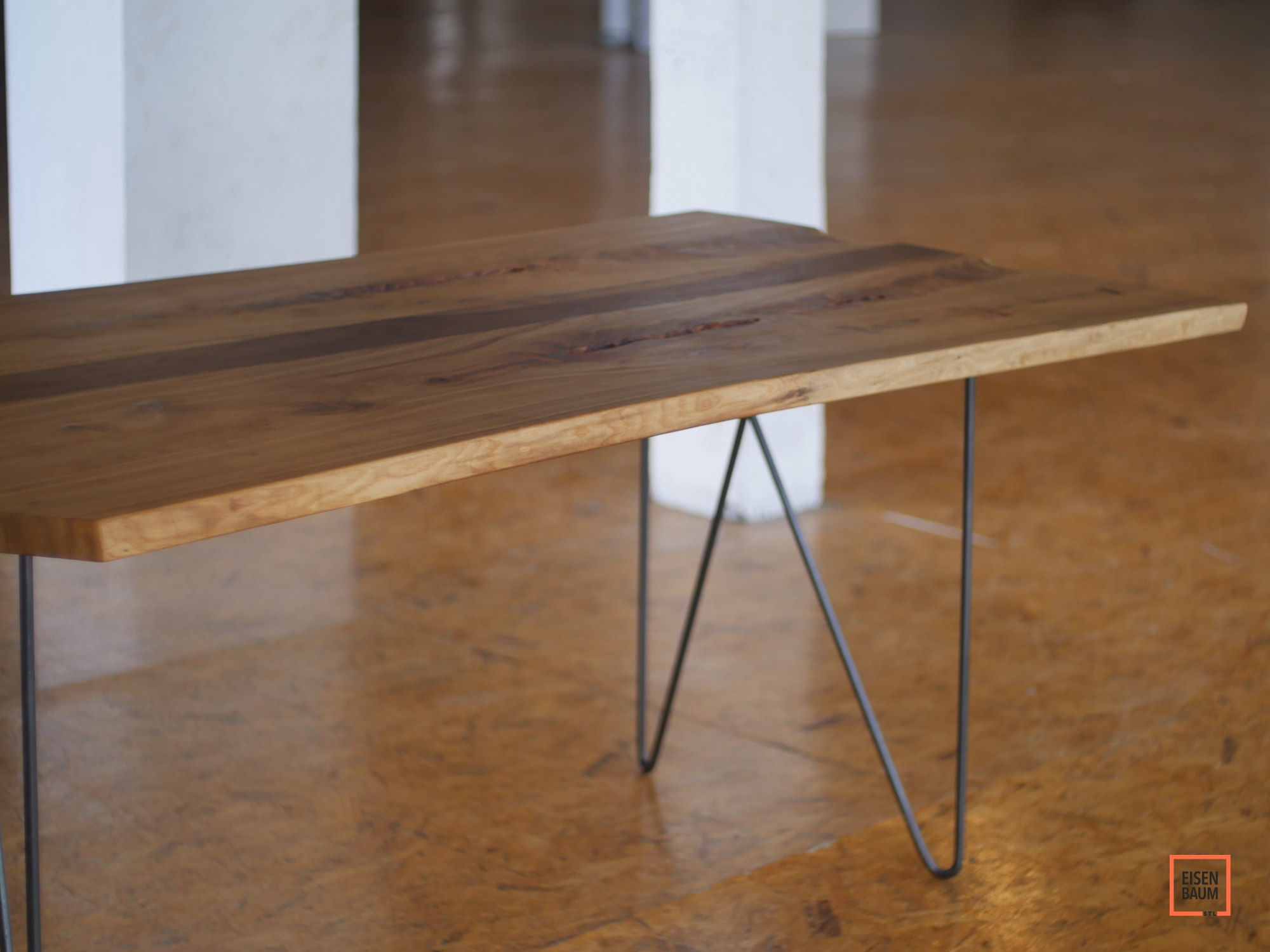Butternut And Walnut Hairpin Dining Table Eisenbaumstl