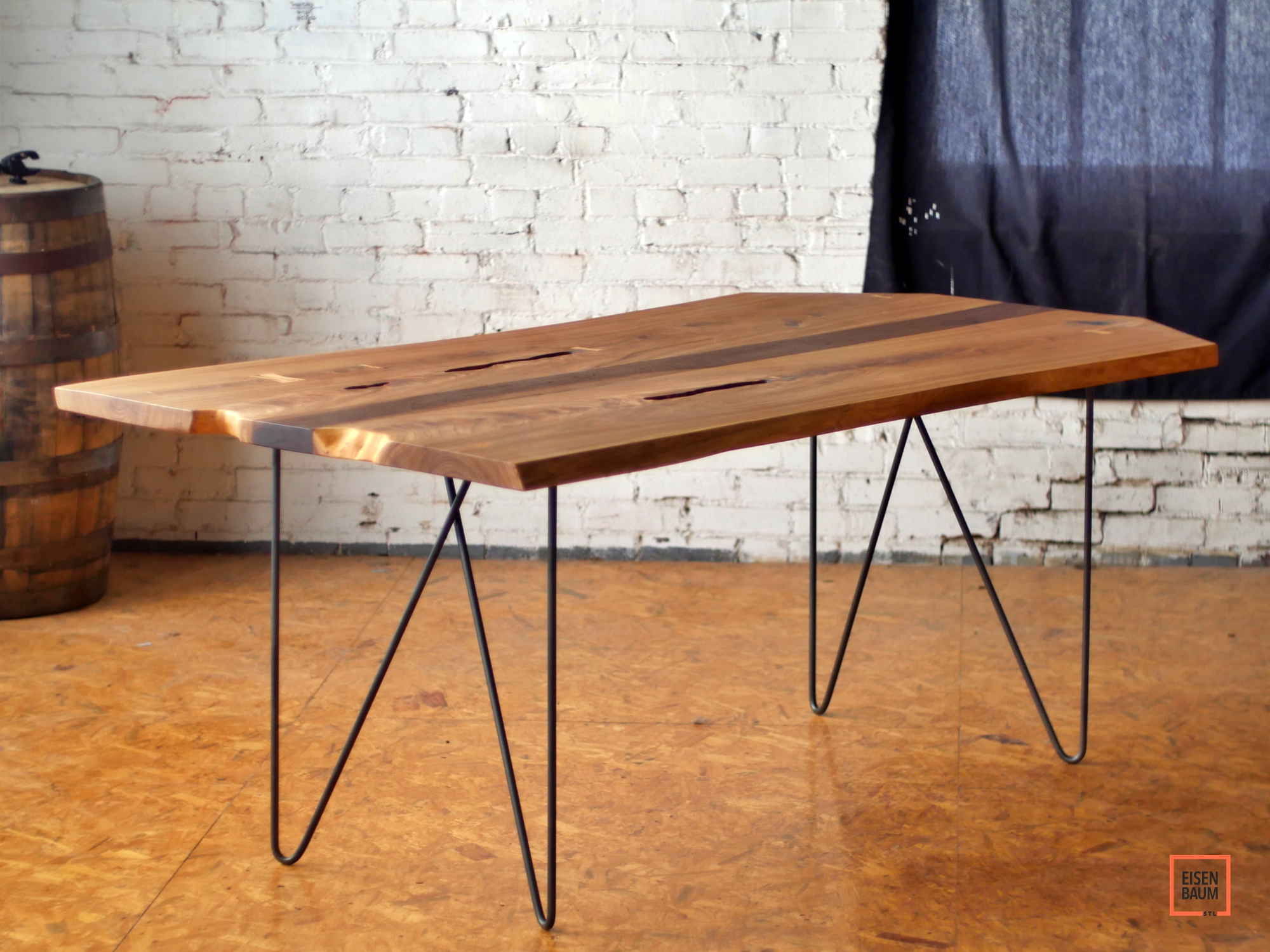 Butternut And Walnut Hairpin Dining Table Eisenbaumstl