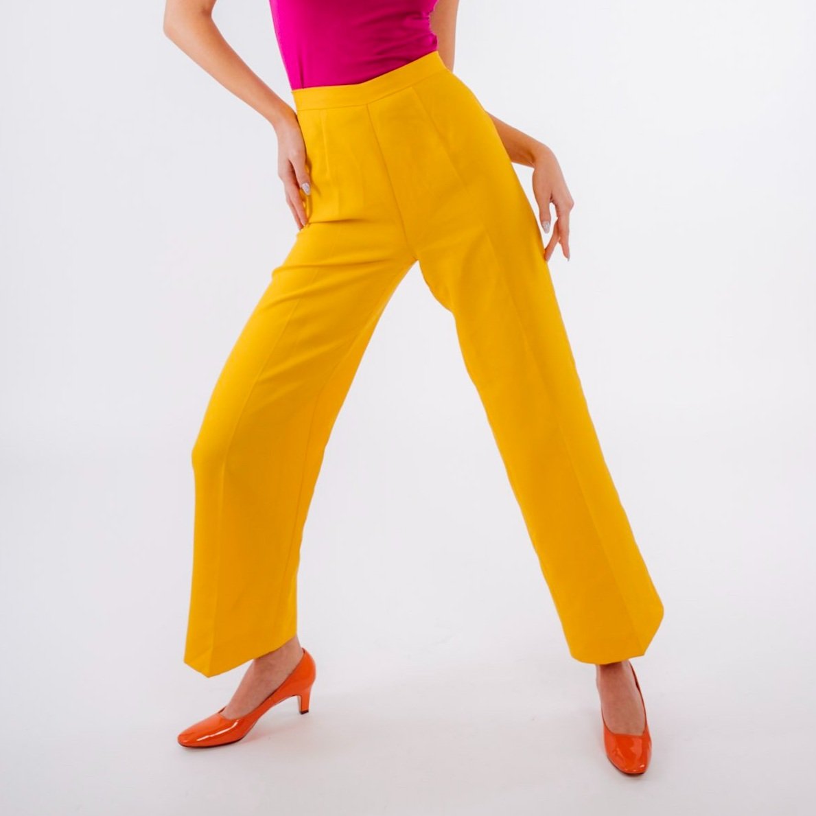 80s Butter Yellow High Waisted Trousers - Medium, 27.5 – Flying