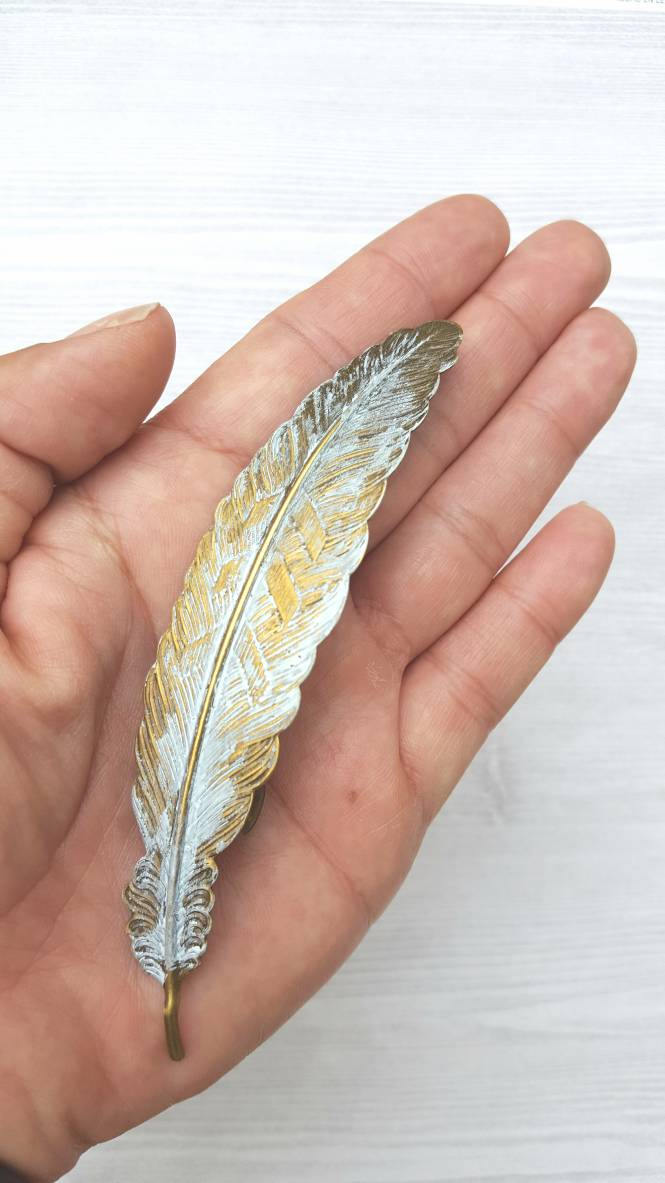 feather barrette hair clip
