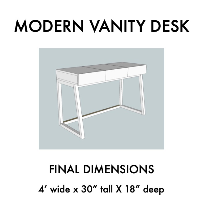 Modern Desk With Lift Up Vanity 3x3 Custom