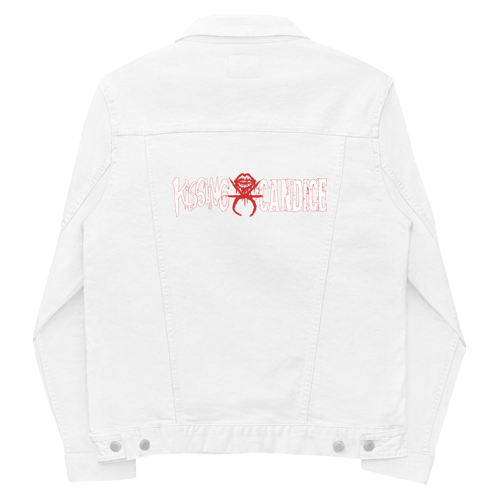 Embroidered Denim Jacket (Front and Back) (Black, White, and